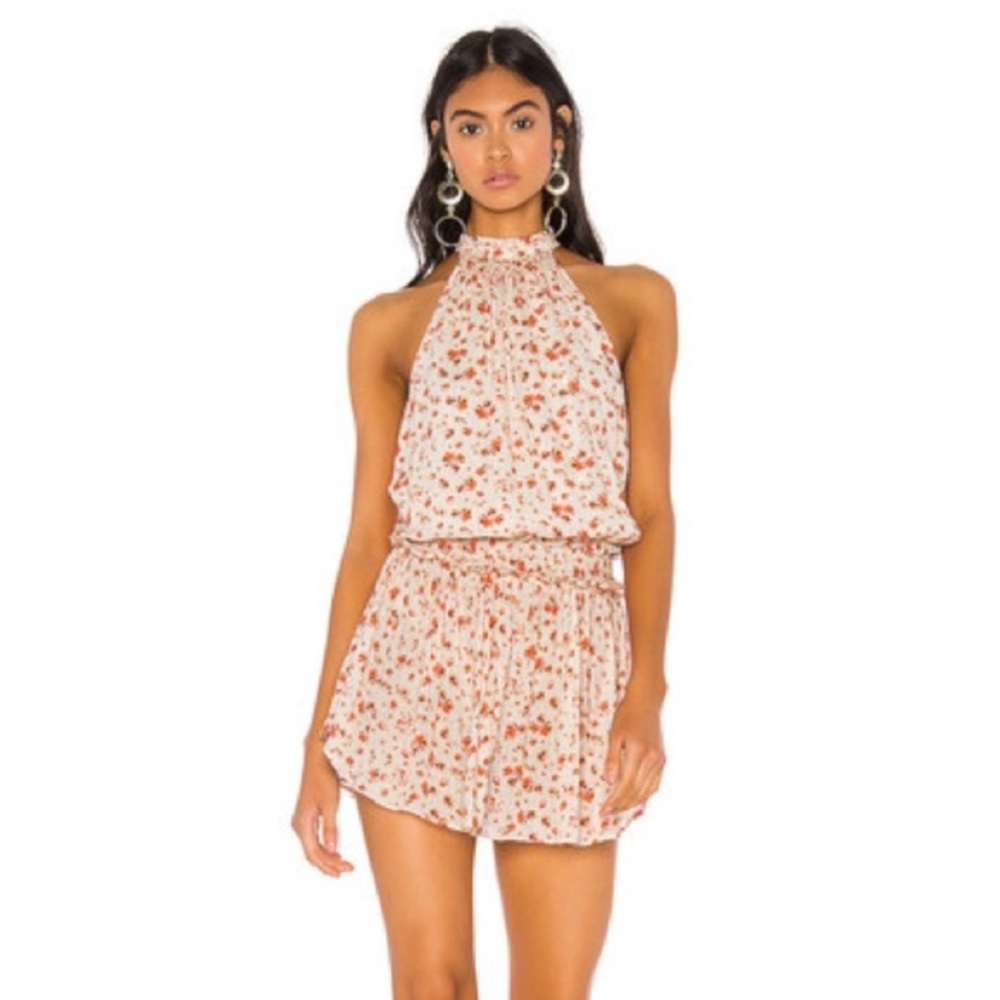 Blue Life Halter Dress in Cream Floral